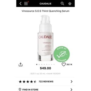 Caudalie Makeup - New Caudalie Vinosource SOS Thirst Quenching Serum Caudalie Makeup - New Caudalie Vinosource SOS Thirst Quenching Serum